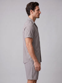 Cooper Pinstripe Camp Collar Shirt and Shorts Set