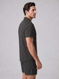 Cooper Pinstripe Camp Collar Shirt and Shorts Set