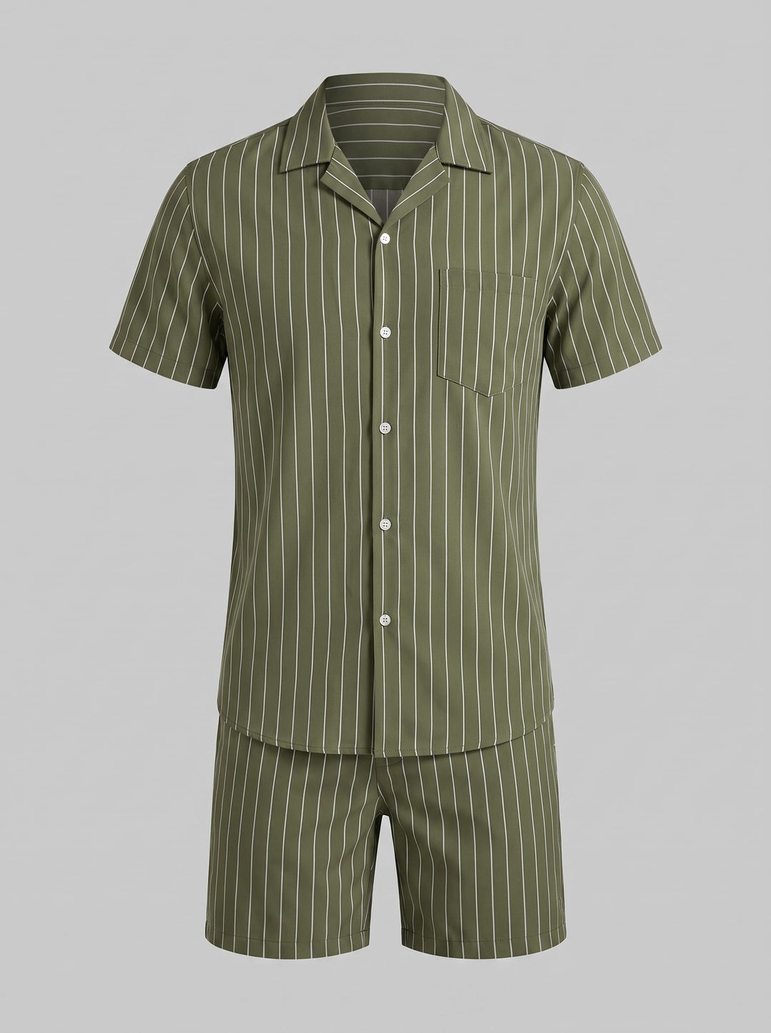Cooper Pinstripe Camp Collar Shirt and Shorts Set