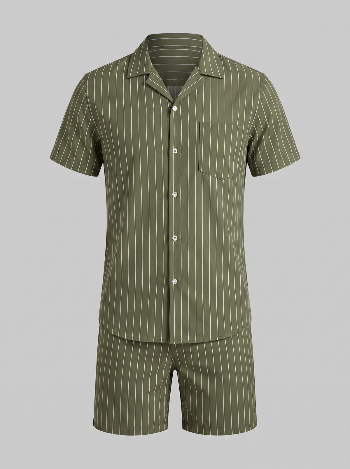 Cooper Pinstripe Camp Collar Shirt and Shorts Set