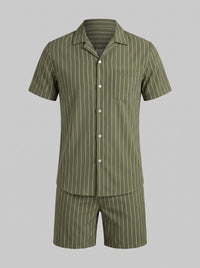 Cooper Pinstripe Camp Collar Shirt and Shorts Set