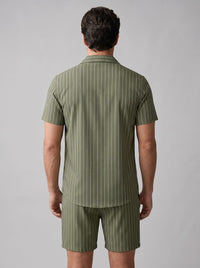 Cooper Pinstripe Camp Collar Shirt and Shorts Set
