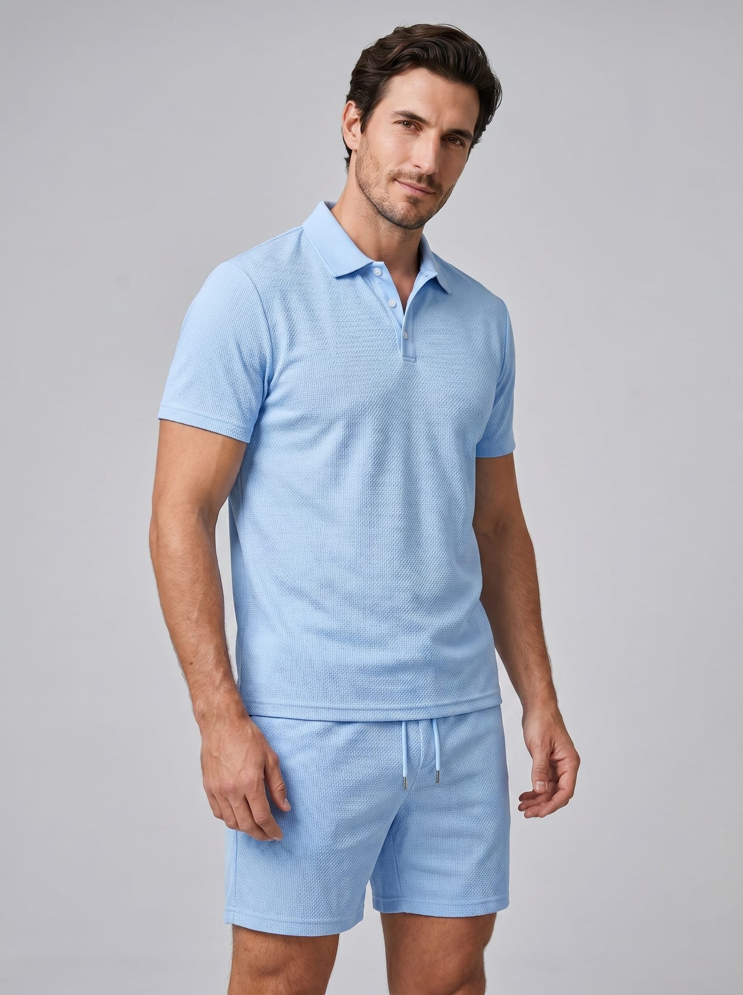 Sawyer Textured Polo and Shorts Set_1