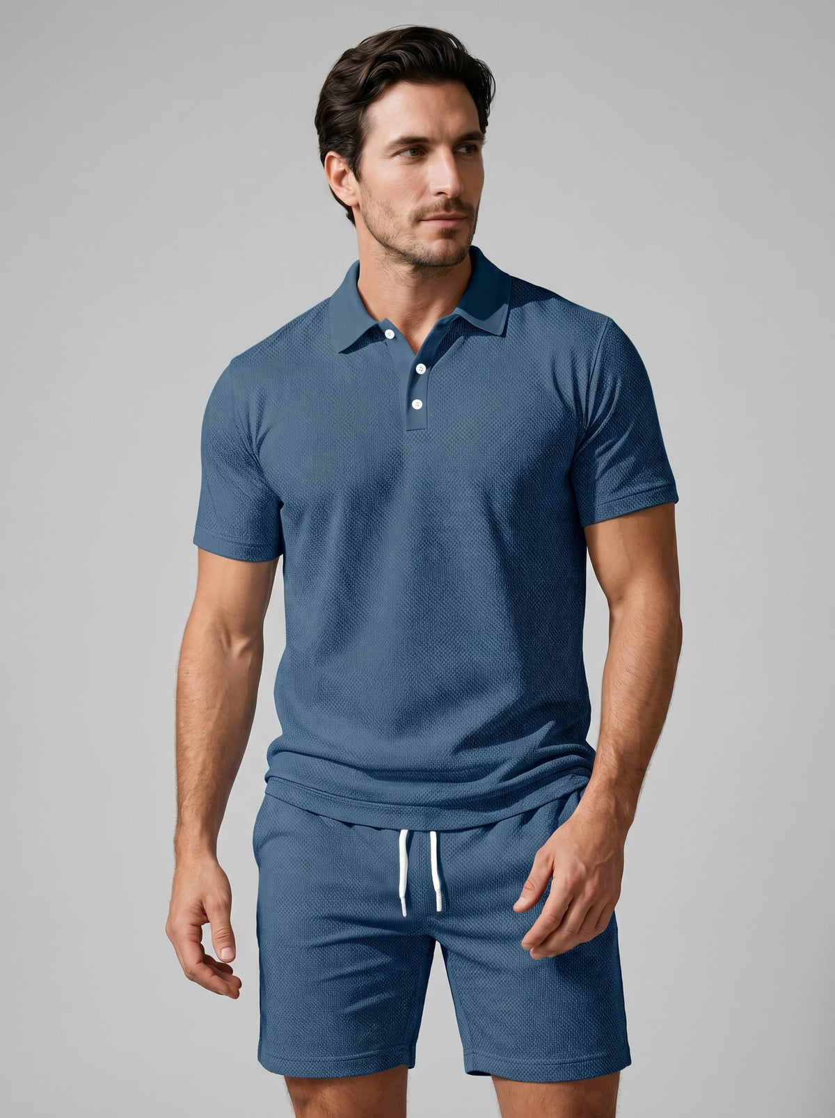 Sawyer Textured Polo and Shorts Set_13