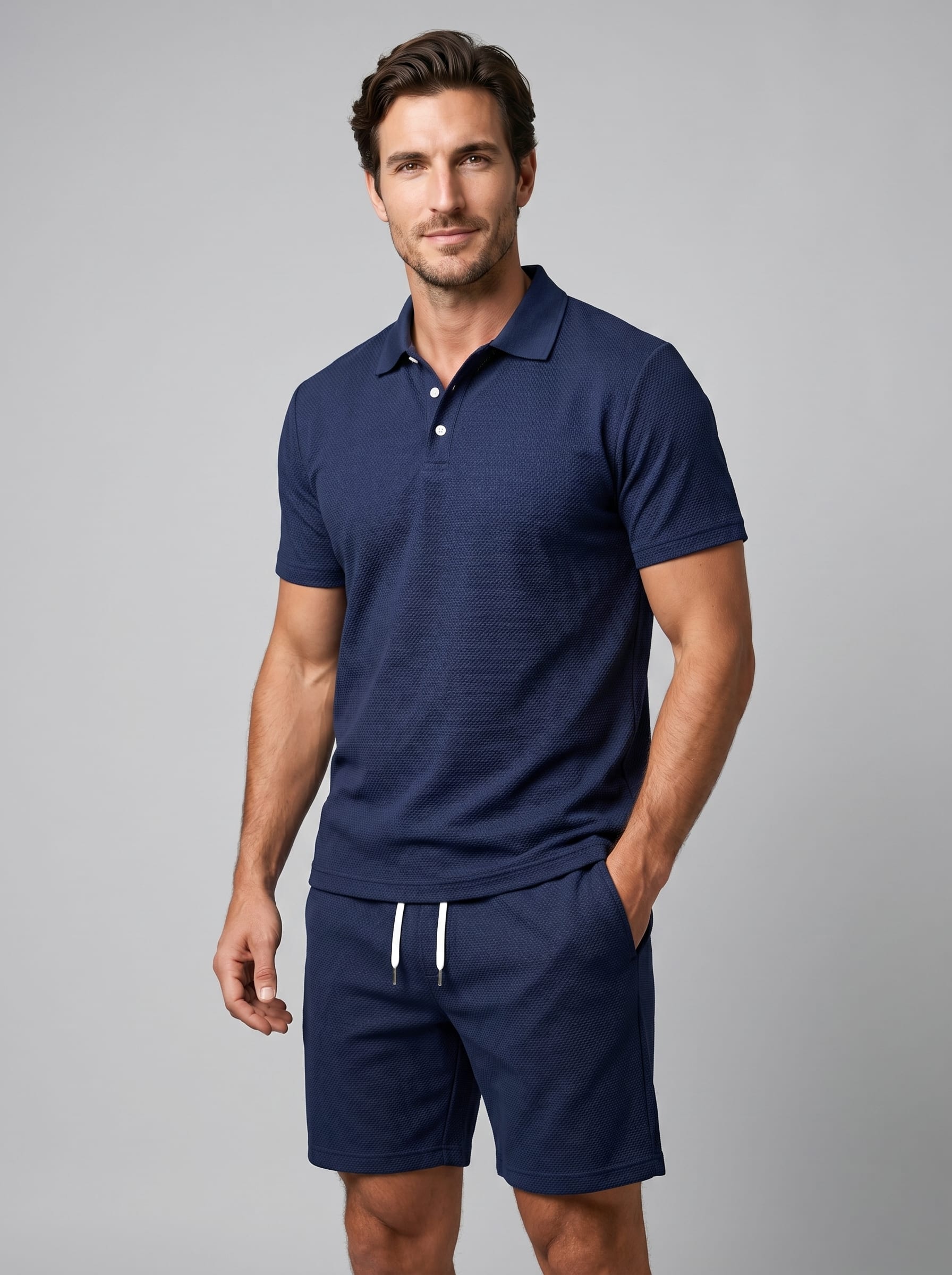 Sawyer Textured Polo and Shorts Set