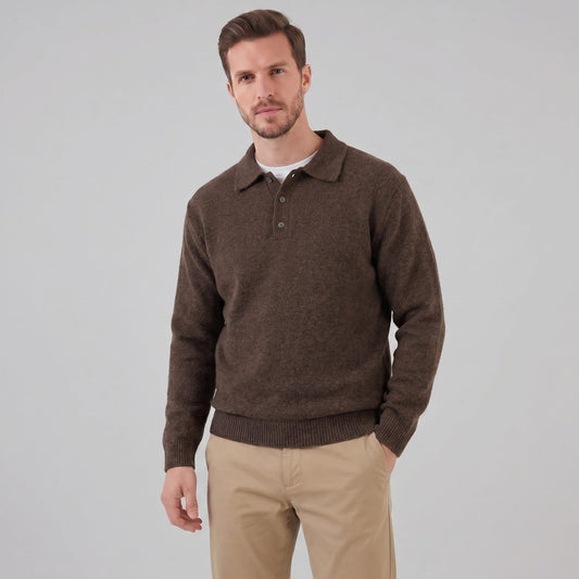 Hank Brushed Knit Polo Sweater_1
