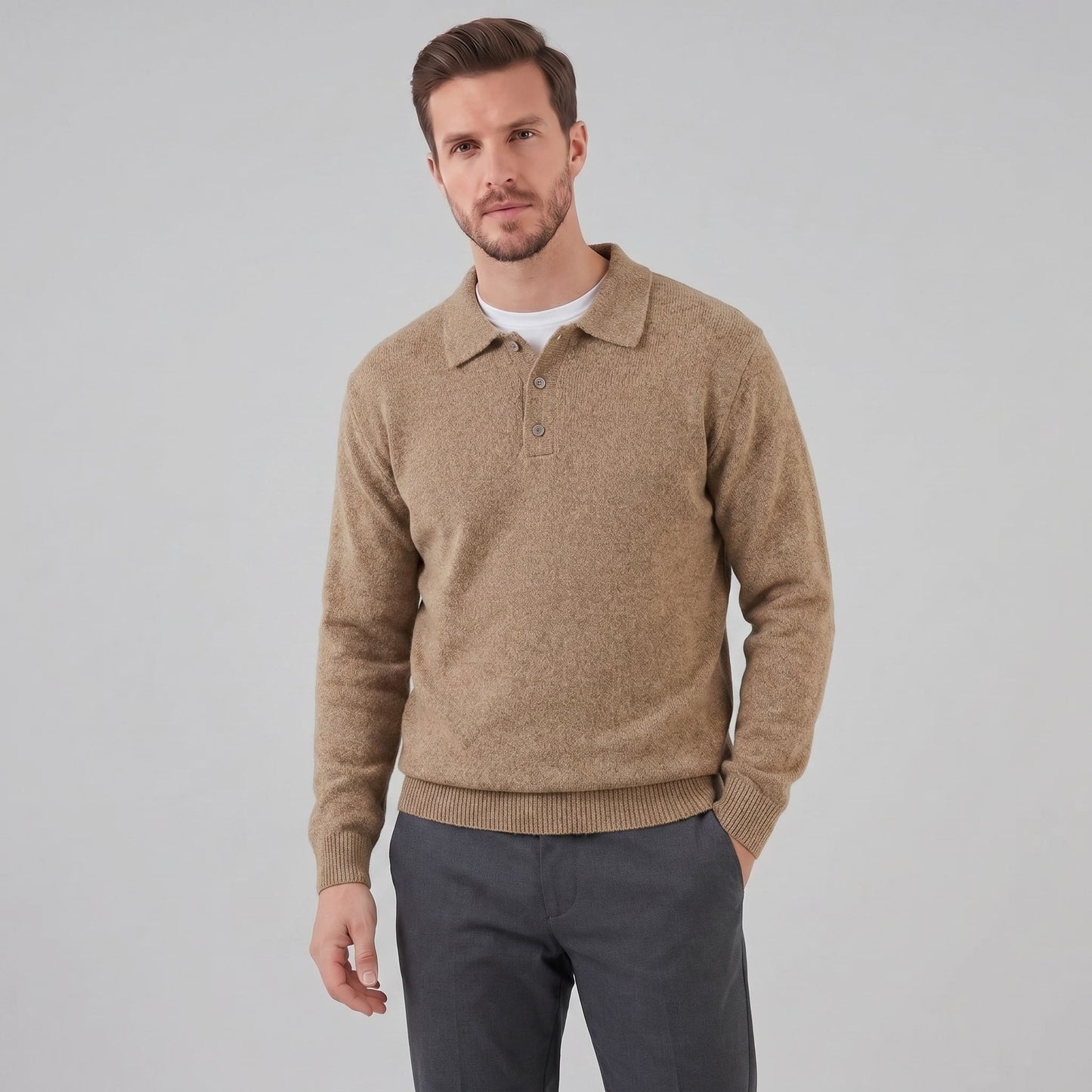 Hank Brushed Knit Polo Sweater_16