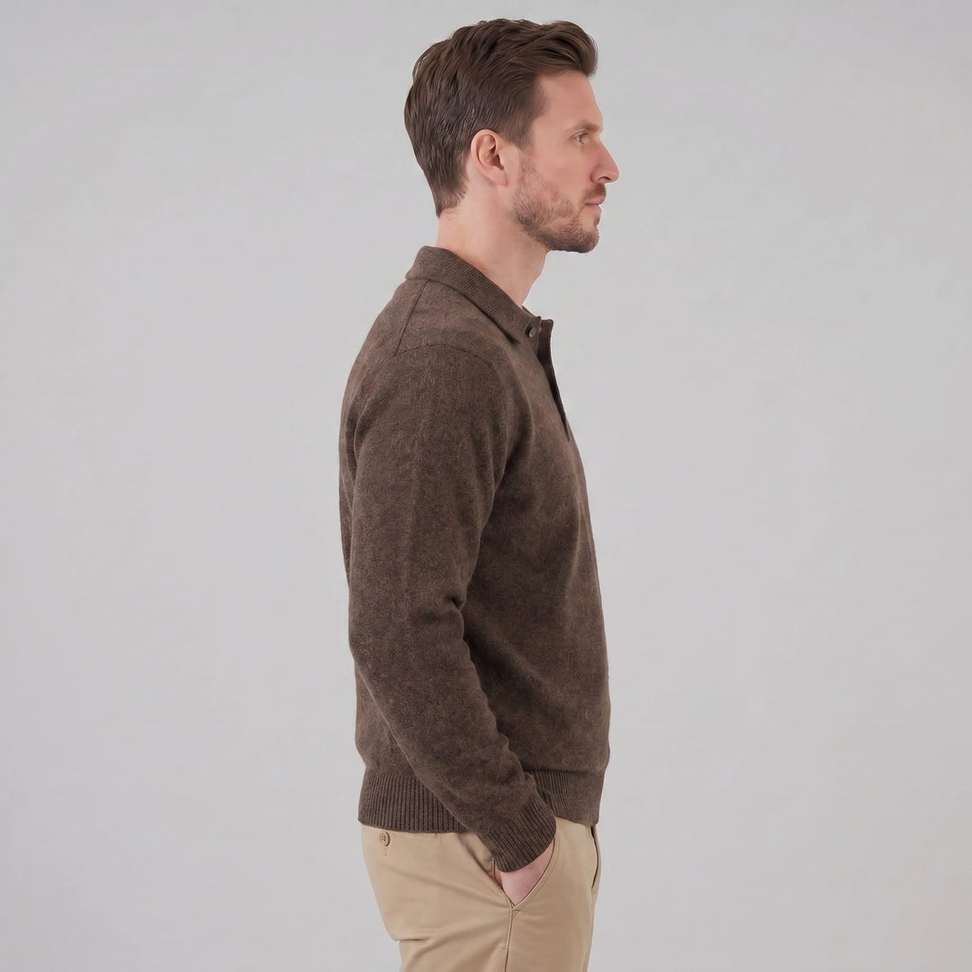 Hank Brushed Knit Polo Sweater