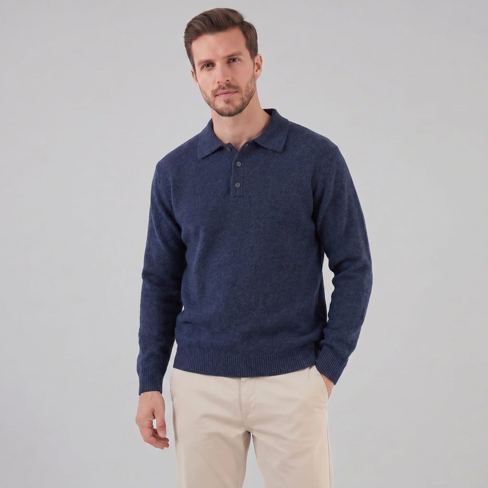 Hank Brushed Knit Polo Sweater