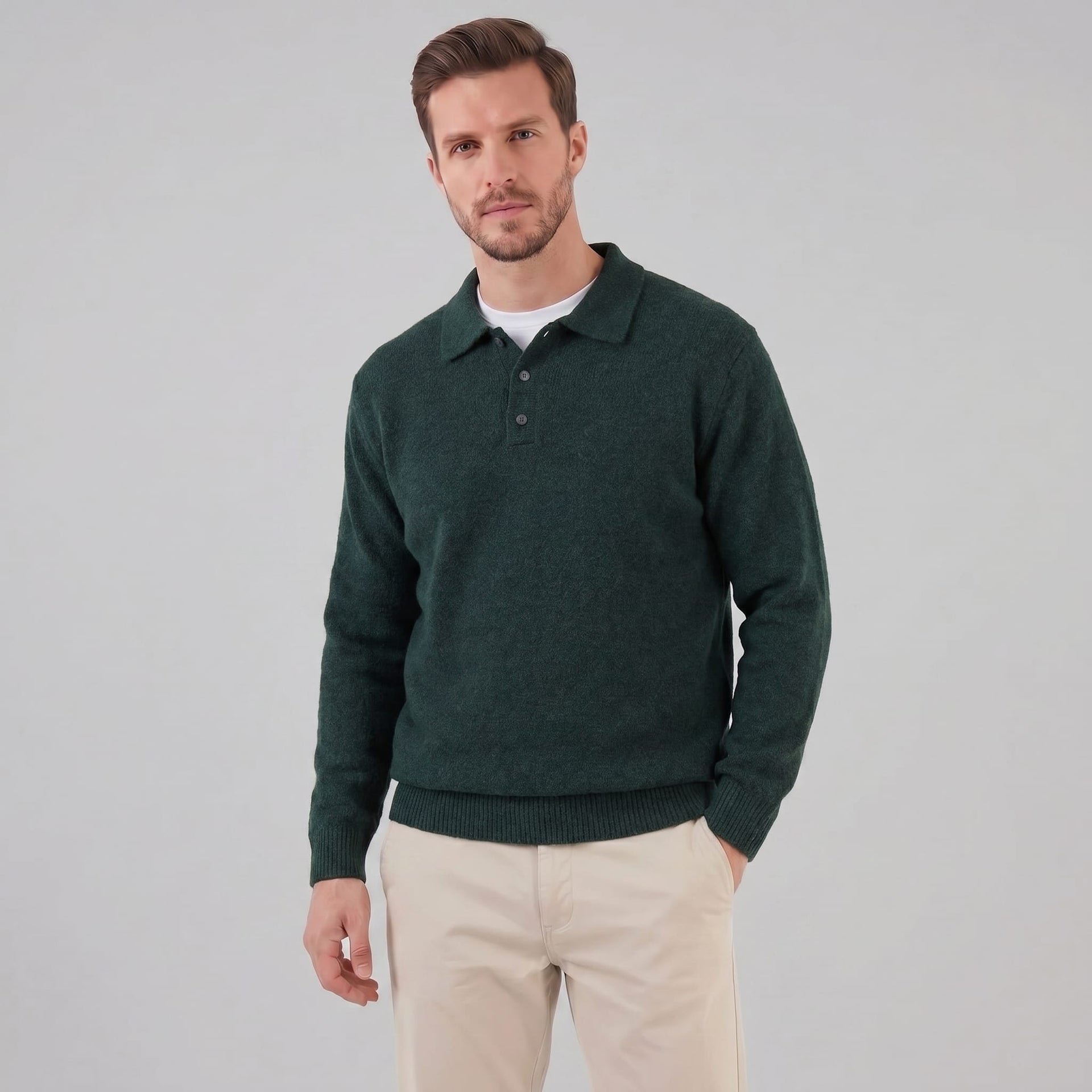 Hank Brushed Knit Polo Sweater
