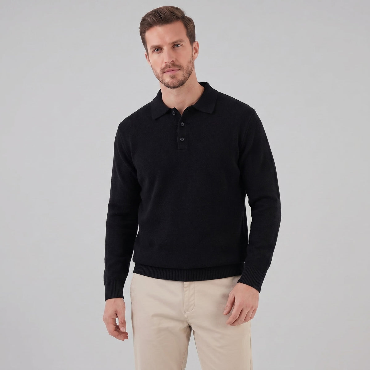 Hank Brushed Knit Polo Sweater