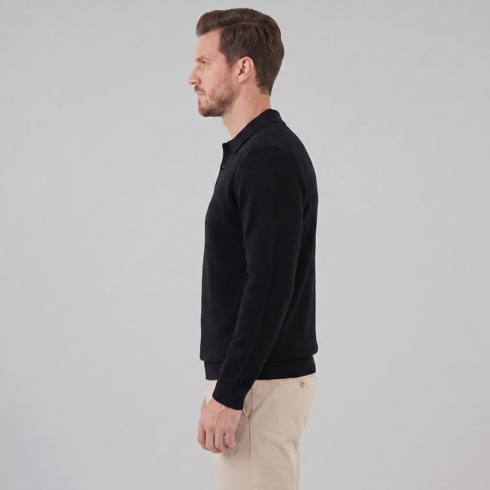 Hank Brushed Knit Polo Sweater