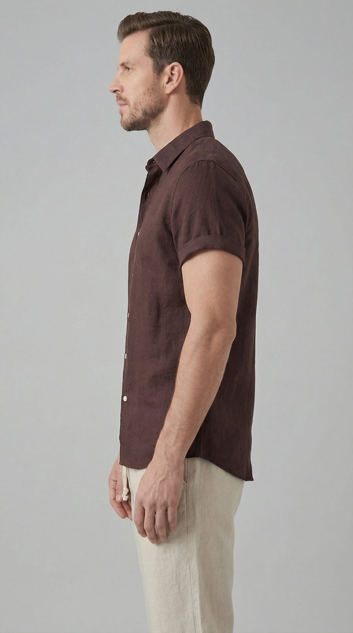 Corbin Linen Band Collar Shirt and Pants Set
