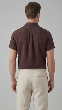 Corbin Linen Band Collar Shirt and Pants Set