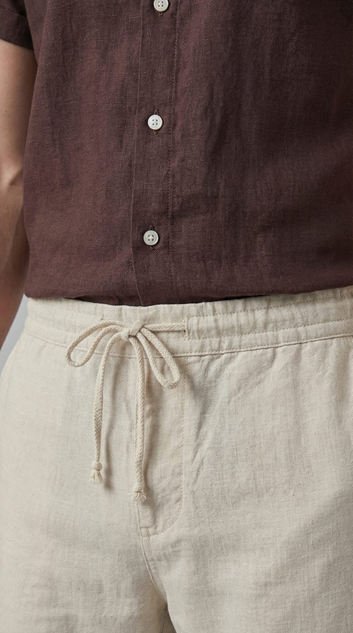 Corbin Linen Band Collar Shirt and Pants Set