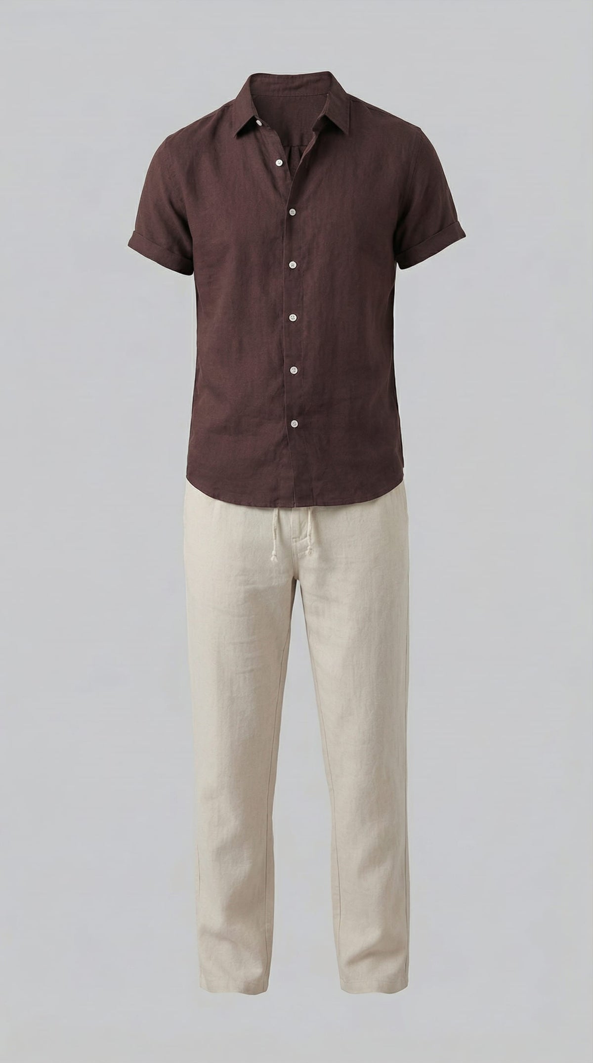 Corbin Linen Band Collar Shirt and Pants Set