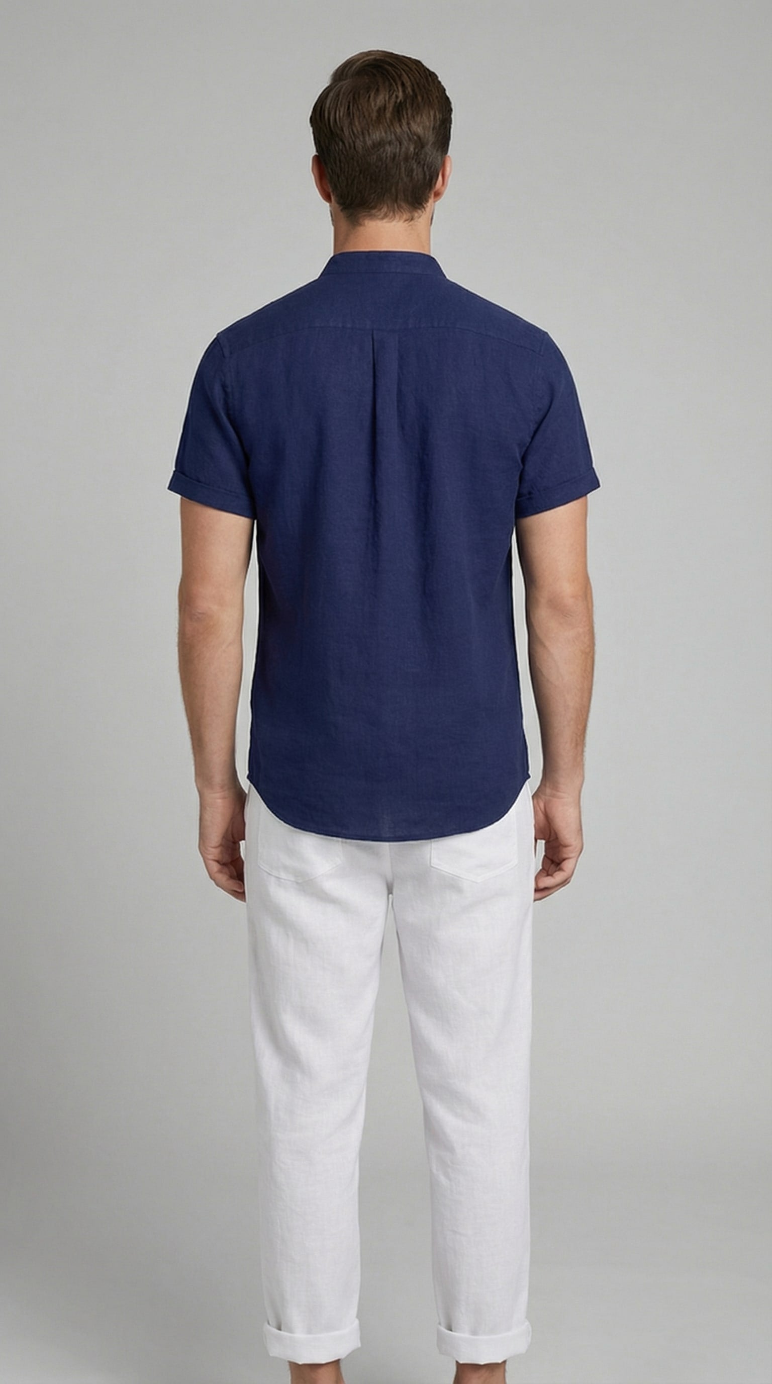 Corbin Linen Band Collar Shirt and Pants Set
