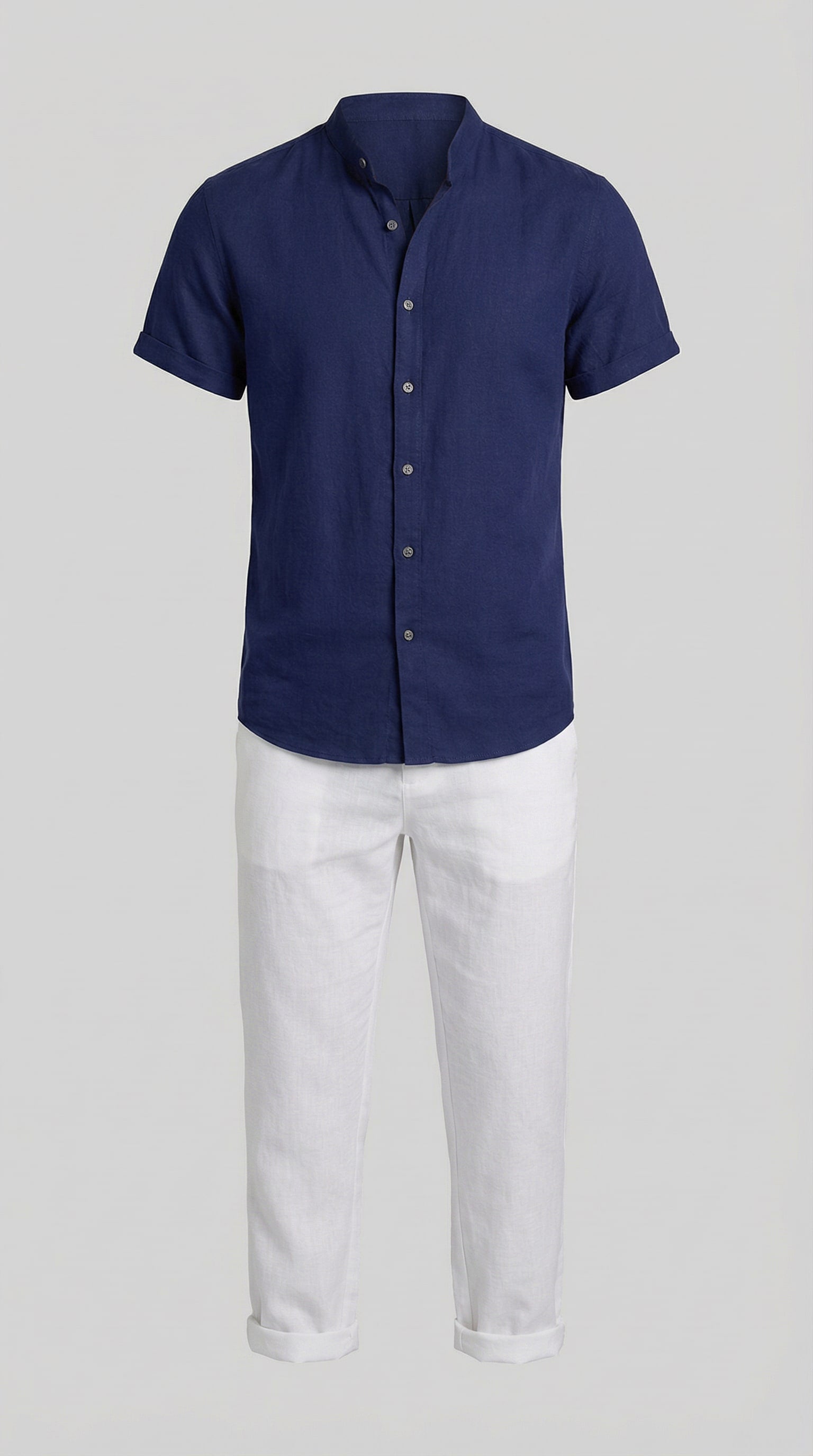 Corbin Linen Band Collar Shirt and Pants Set