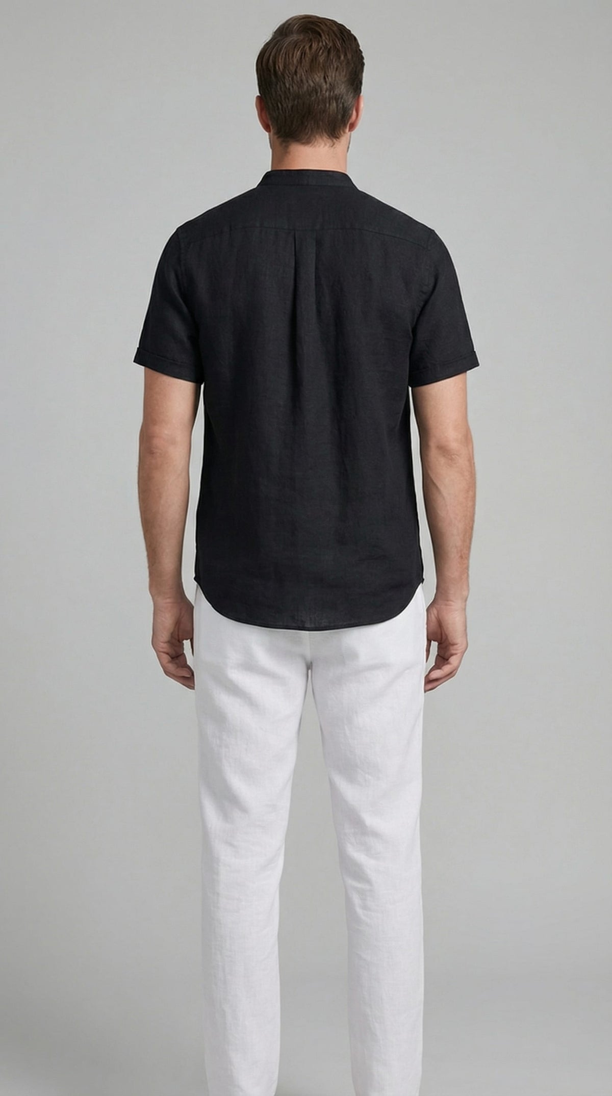 Corbin Linen Band Collar Shirt and Pants Set_2