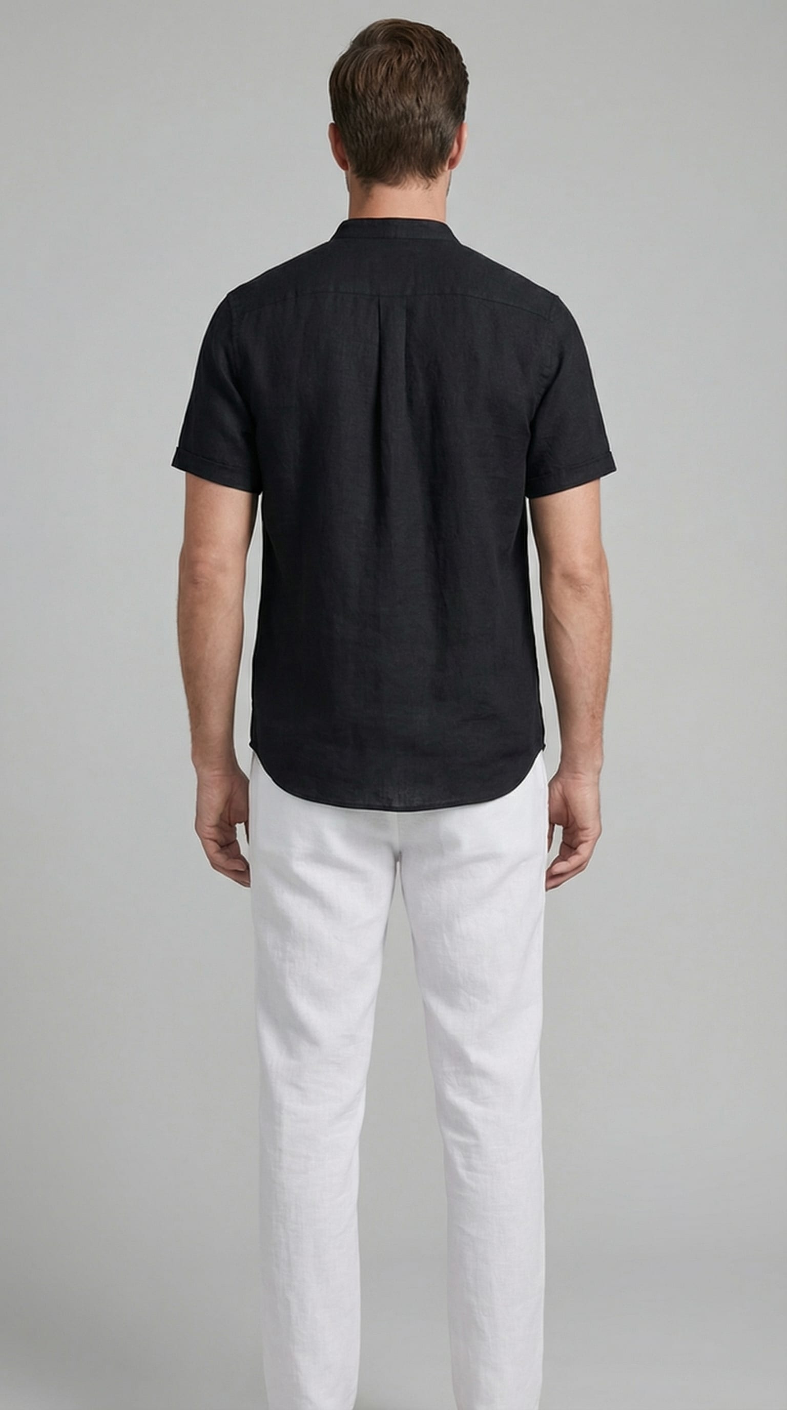 Corbin Linen Band Collar Shirt and Pants Set