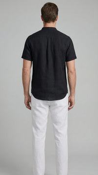 Corbin Linen Band Collar Shirt and Pants Set