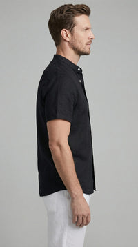 Corbin Linen Band Collar Shirt and Pants Set