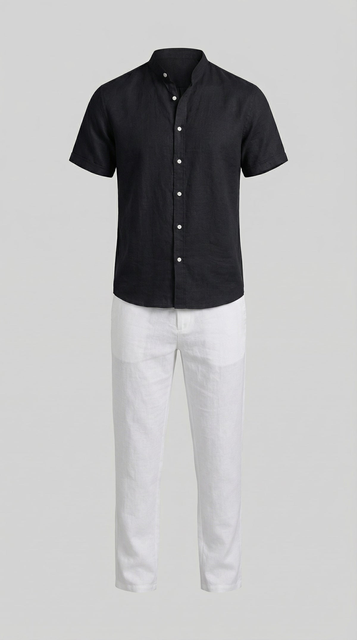 Corbin Linen Band Collar Shirt and Pants Set_5