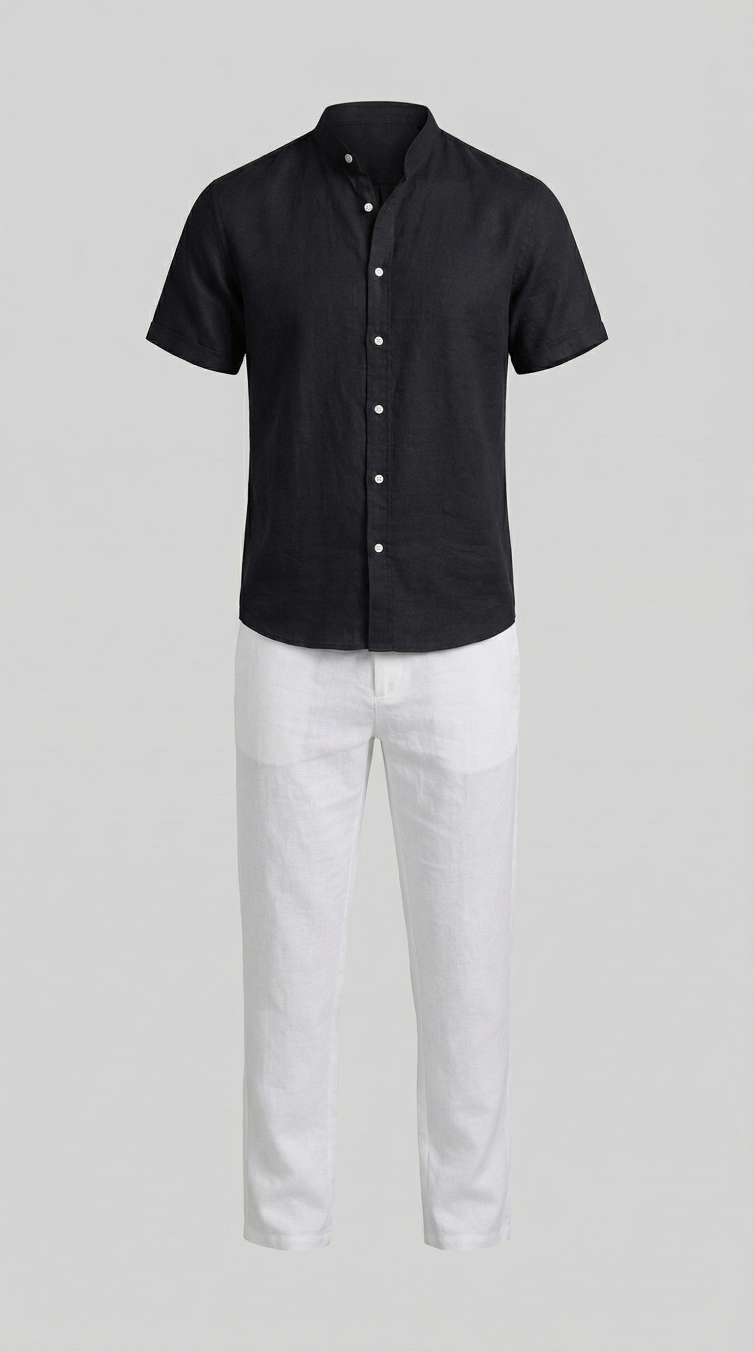 Corbin Linen Band Collar Shirt and Pants Set