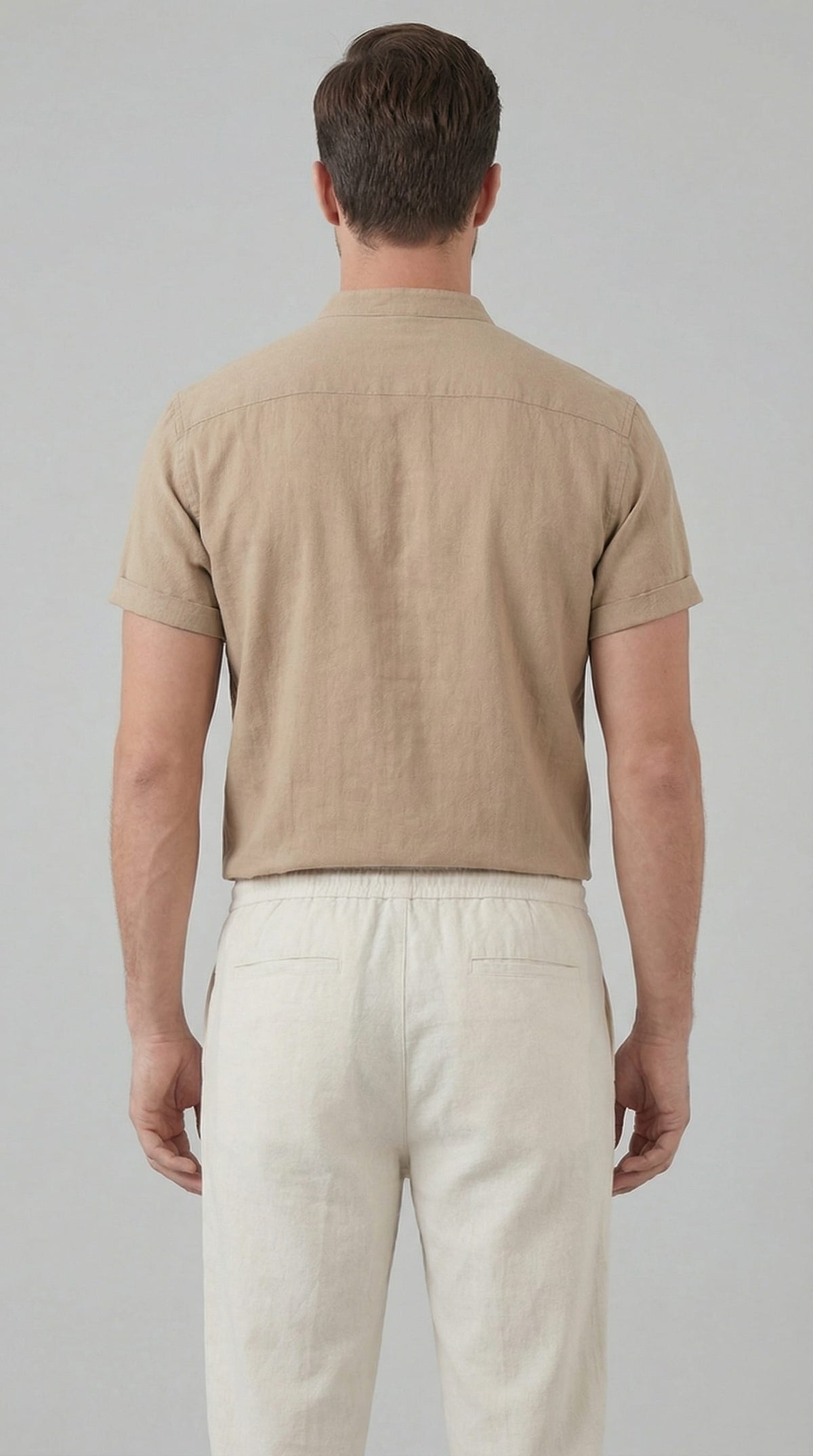 Corbin Linen Band Collar Shirt and Pants Set_7