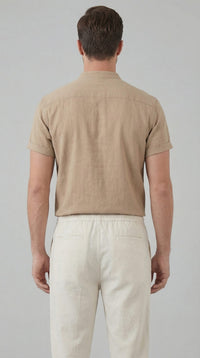 Corbin Linen Band Collar Shirt and Pants Set