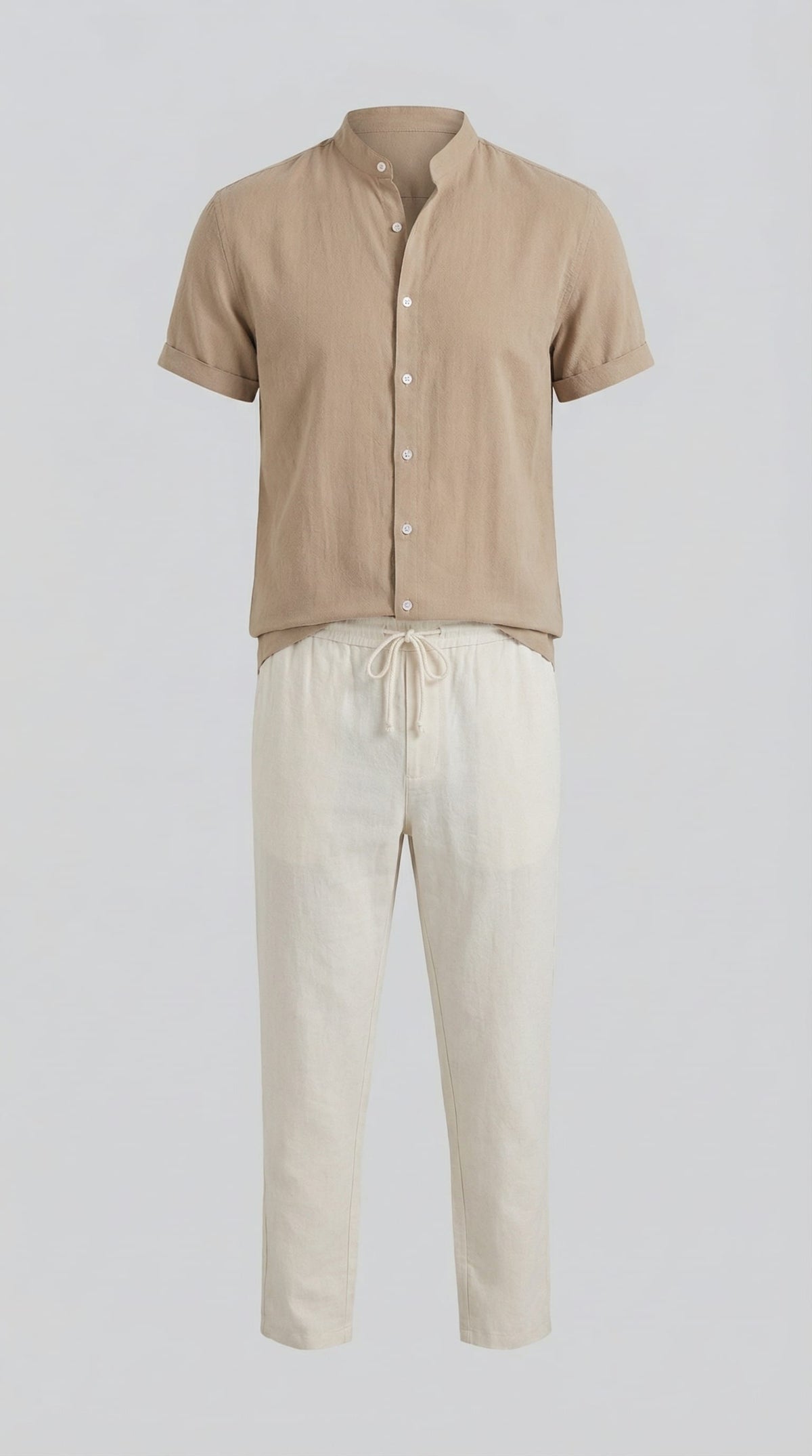 Corbin Linen Band Collar Shirt and Pants Set_9