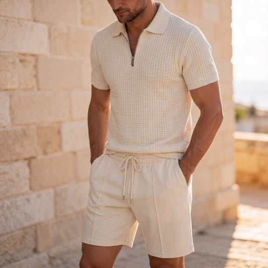 Shepherd Waffle Knit Polo and Shorts Set_1
