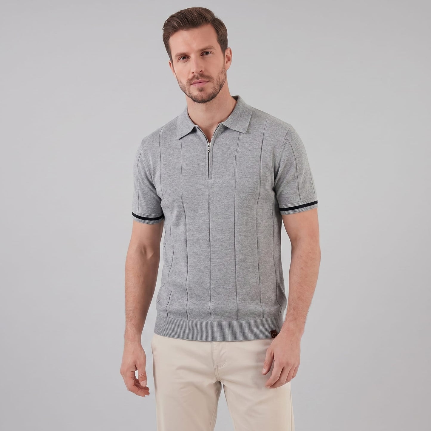 Sloan Quarter Zip Knit Polo Shirt_1