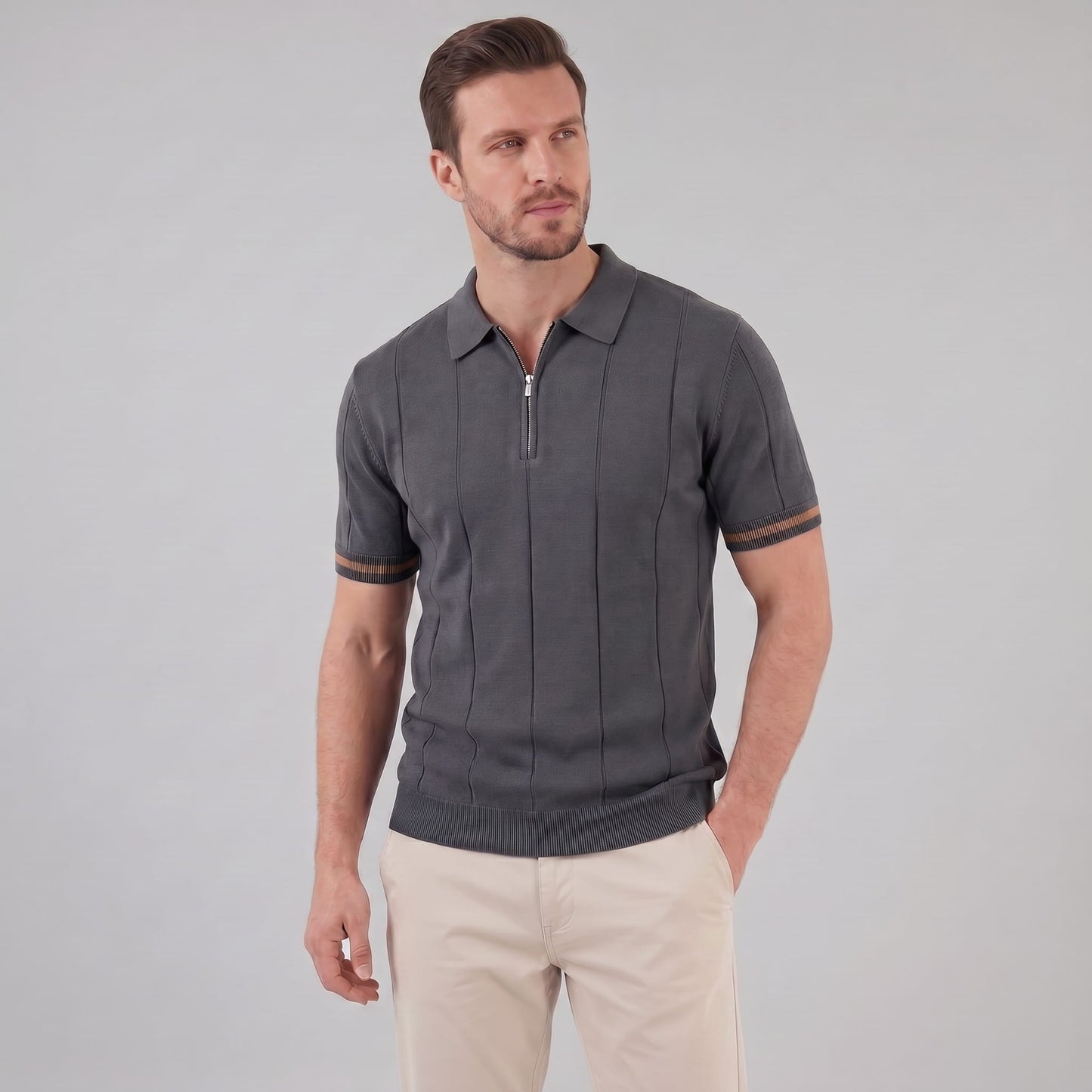 Sloan Quarter Zip Knit Polo Shirt_12