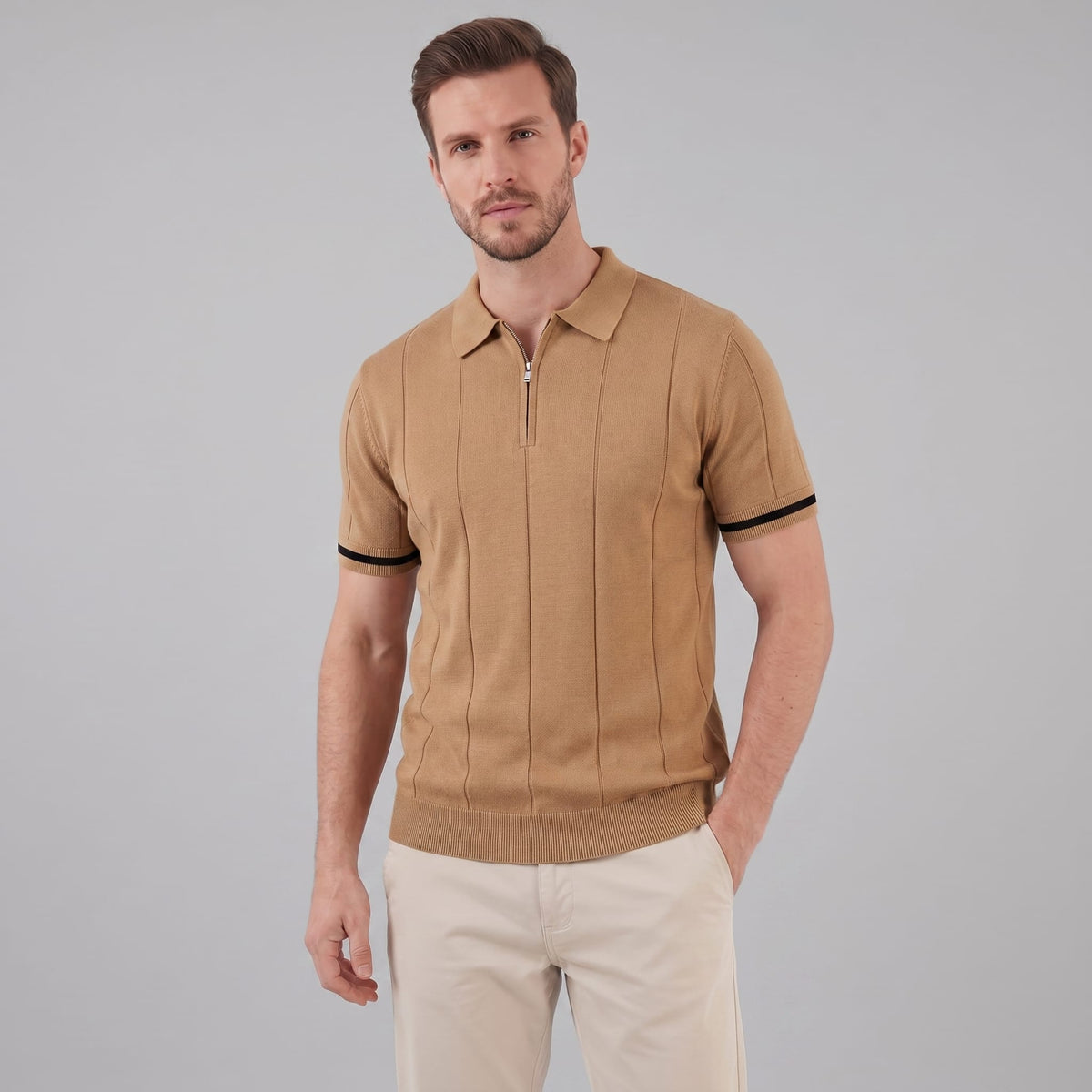 Sloan Quarter Zip Knit Polo Shirt