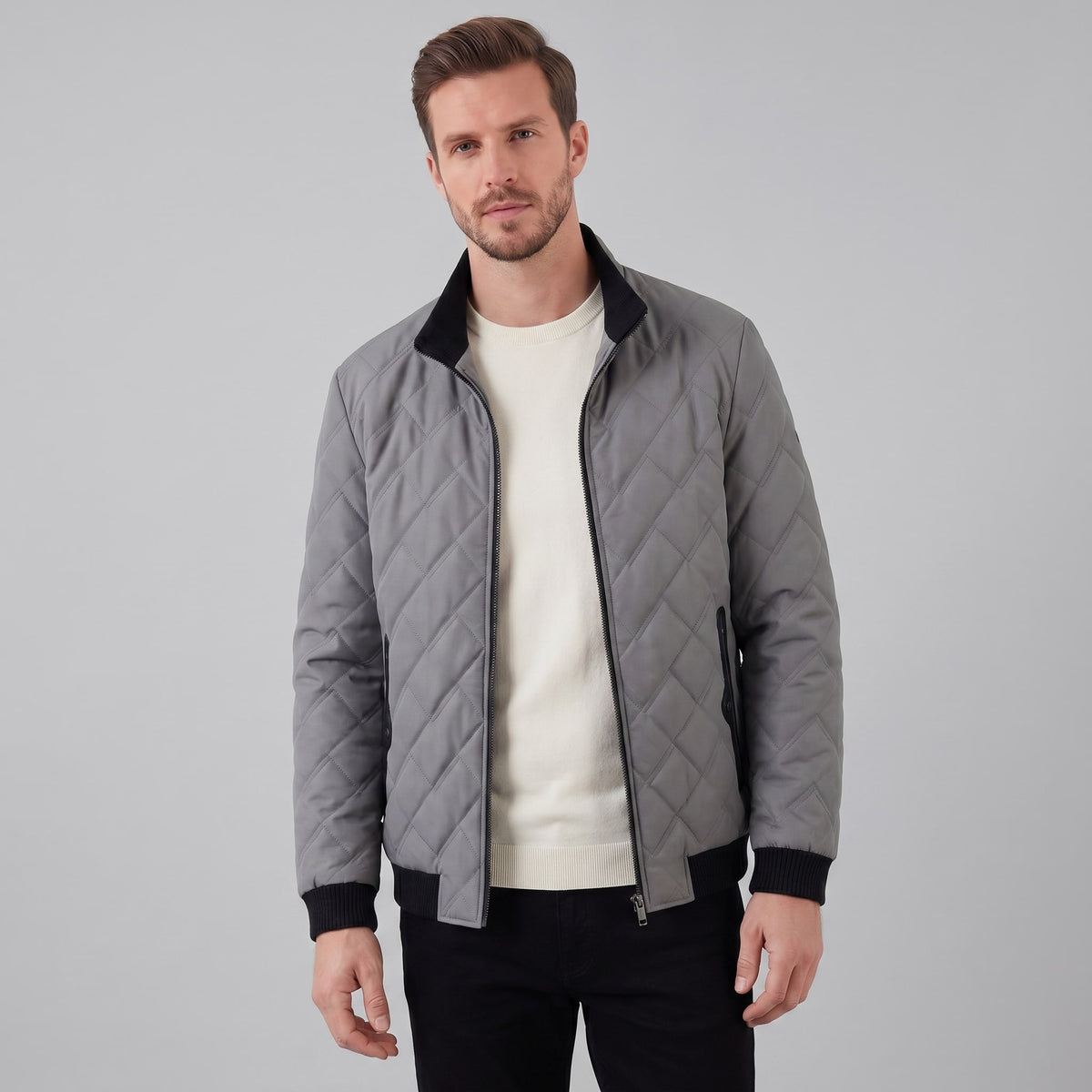 Hopkins Diamond Quilted Bomber Jacket