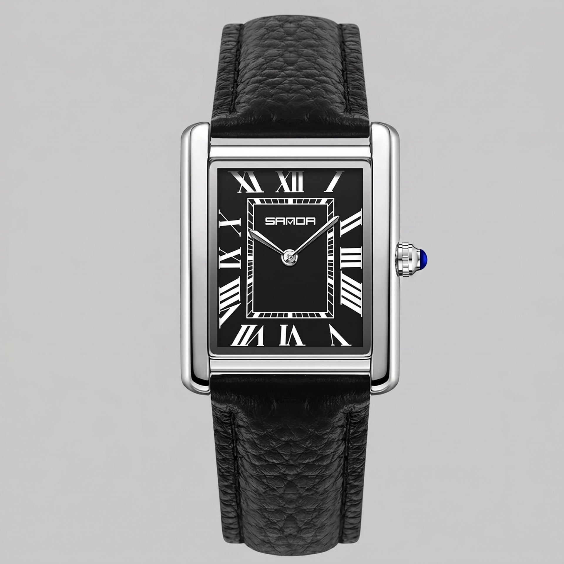 Winthrop Rectangular Leather Strap Watch