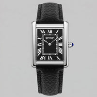Winthrop Rectangular Leather Strap Watch