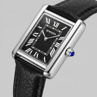 Winthrop Rectangular Leather Strap Watch
