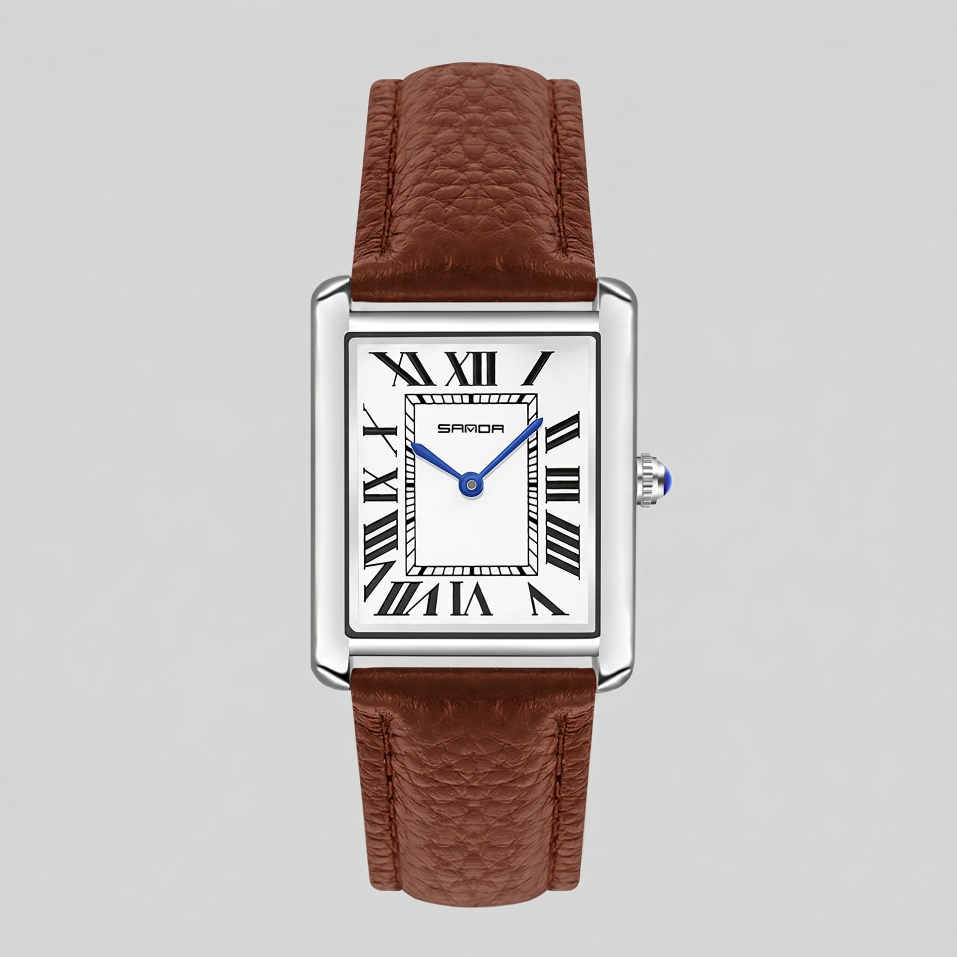 Winthrop Rectangular Leather Strap Watch