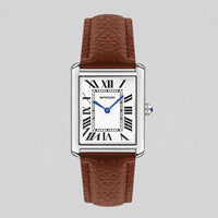 Winthrop Rectangular Leather Strap Watch