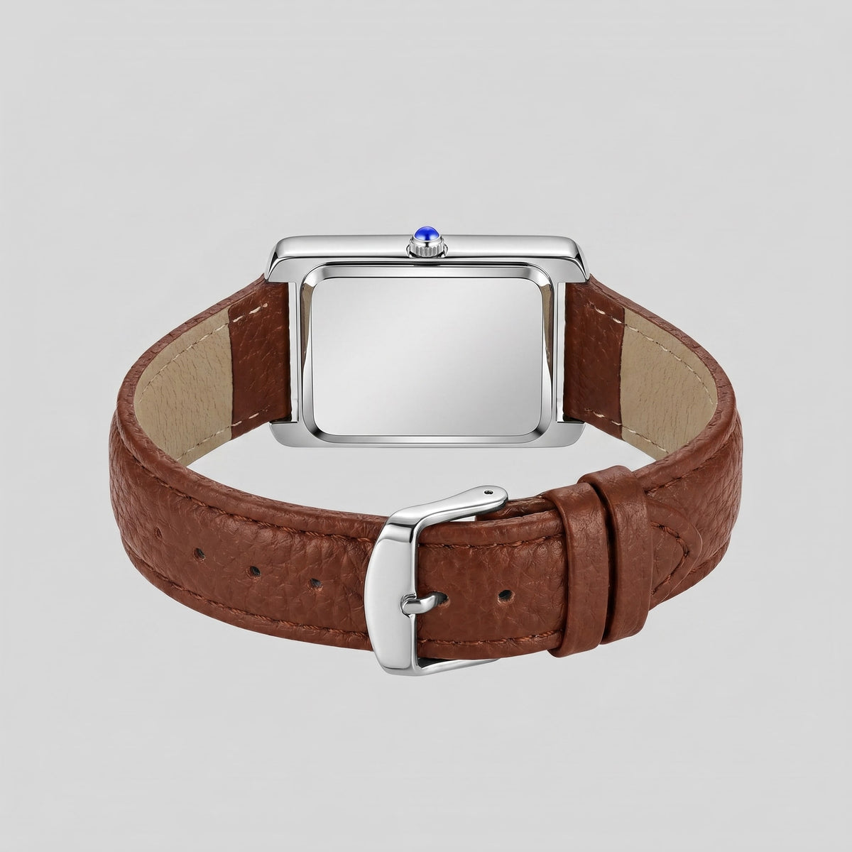 Winthrop Rectangular Leather Strap Watch