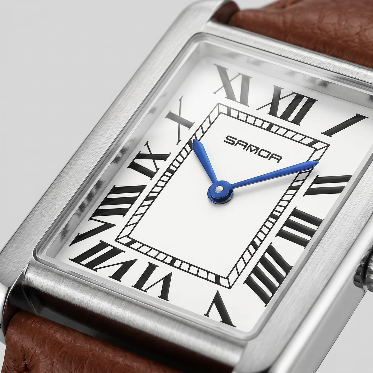 Winthrop Rectangular Leather Strap Watch
