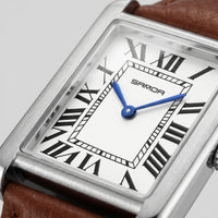 Winthrop Rectangular Leather Strap Watch