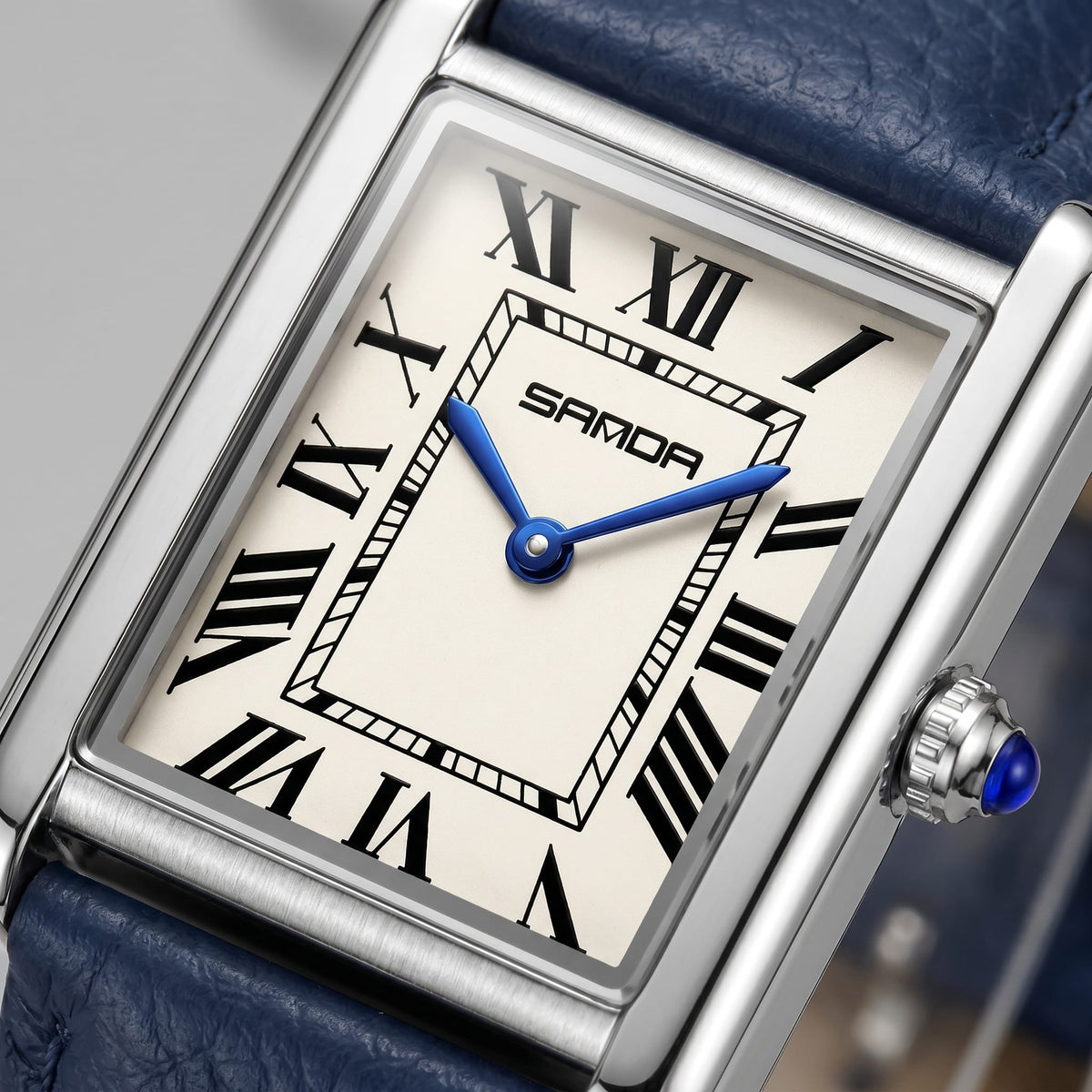 Winthrop Rectangular Leather Strap Watch