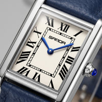 Winthrop Rectangular Leather Strap Watch