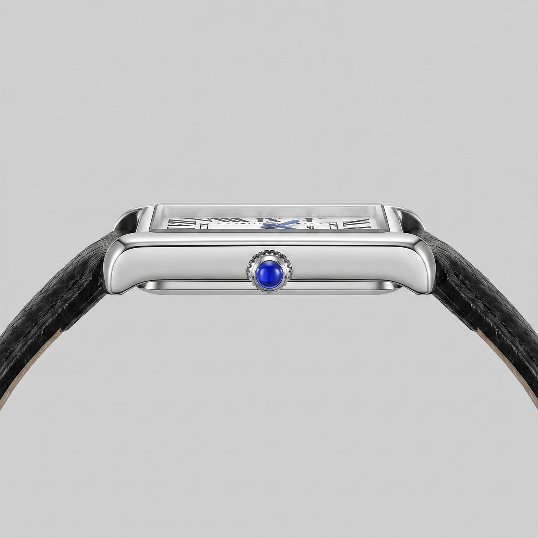 Winthrop Rectangular Leather Strap Watch