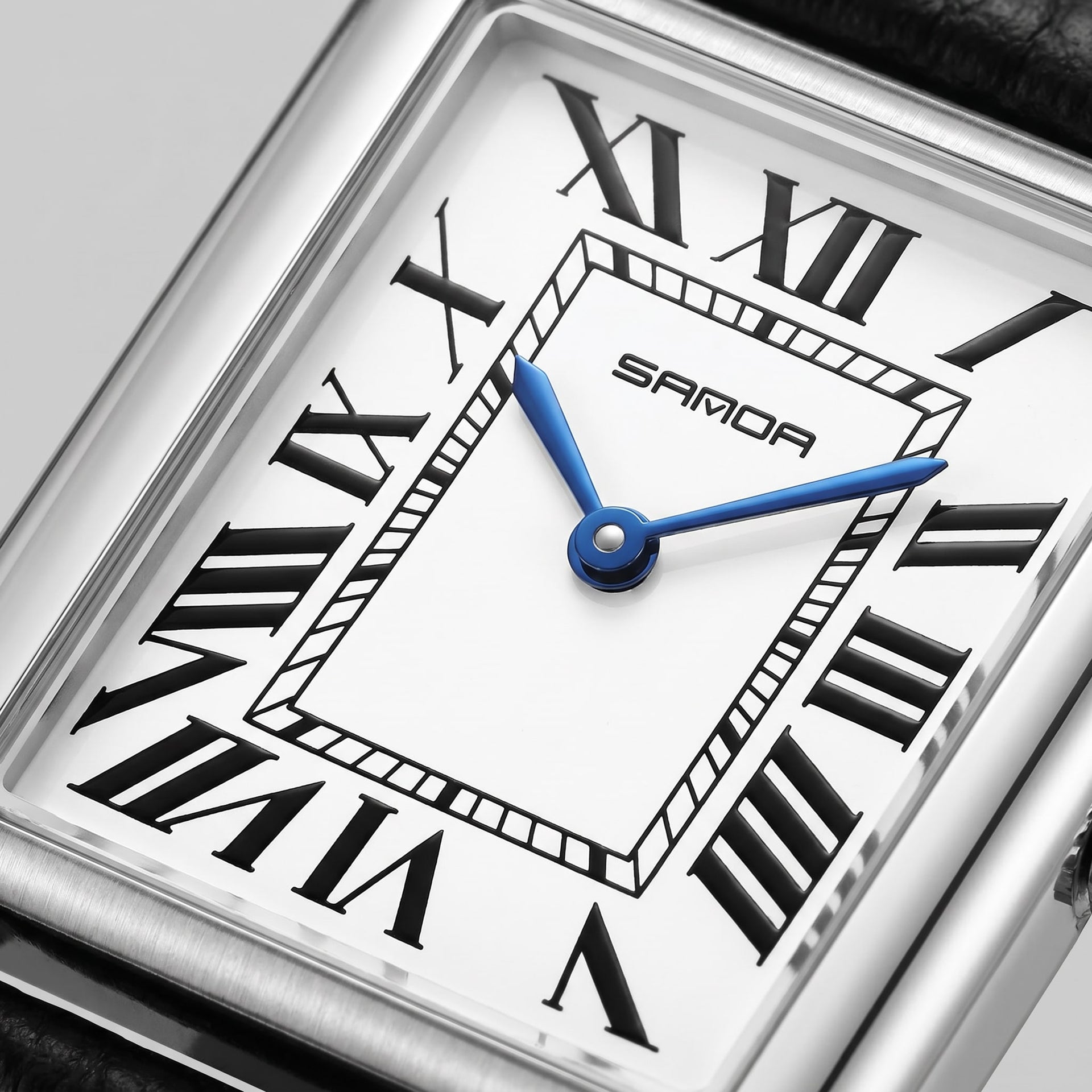Winthrop Rectangular Leather Strap Watch