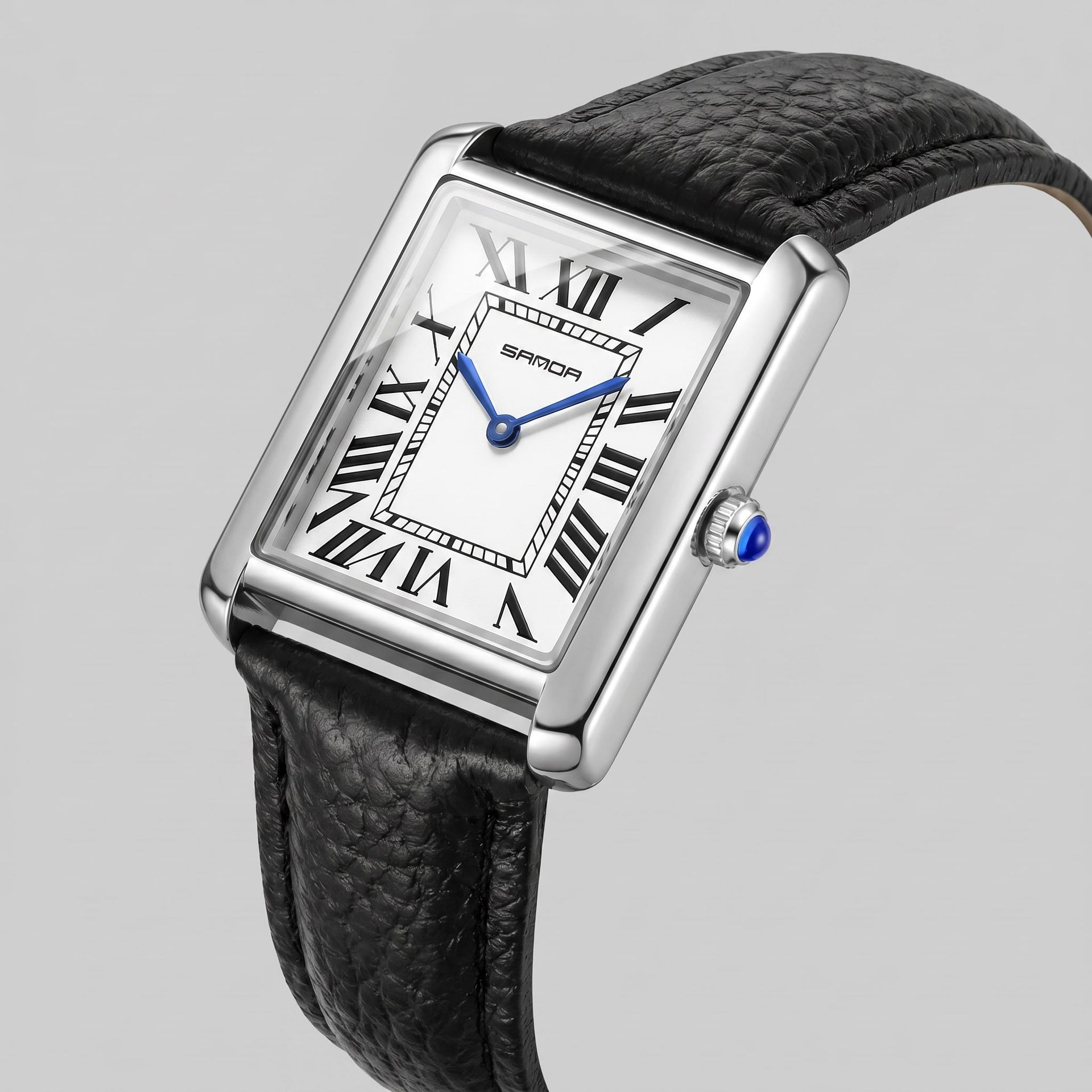 Winthrop Rectangular Leather Strap Watch
