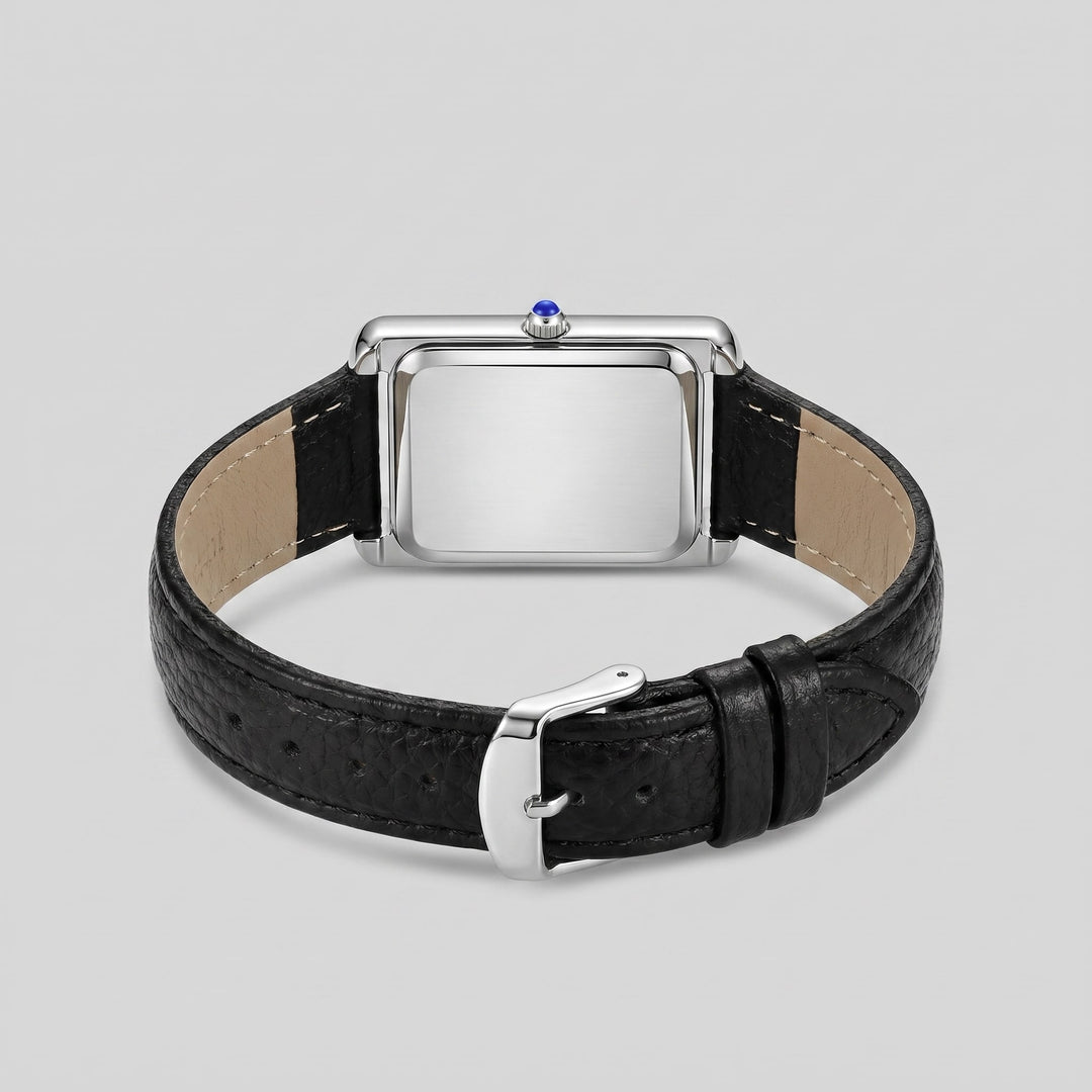 Winthrop Rectangular Leather Strap Watch